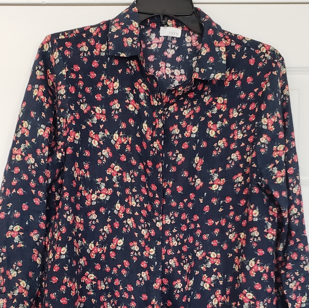 Longsleeve floral linen blouse - Picture 2 of 10